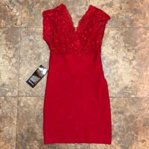 NWT Fitted Red Bebe dress